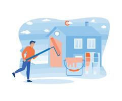 Man Provide Professional services from painter services. flat vector modern illustration