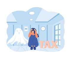 Entrepreneurs are afraid of the burden of tax debt. flat vector modern illustration