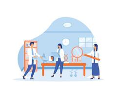 Biotechnology or biotechnology DNA research biological and chemical experiments using gene technology in the laboratory. flat vector modern illustration