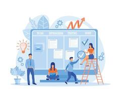 Online kan ban board application, agile visual project management method, teamwork concept. flat vector modern illustration