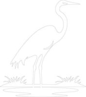 heron  outline silhouette vector