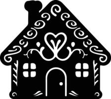 Gingerbread house  black silhouette vector