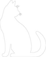 Sam Sawet Cat outline silhouette vector