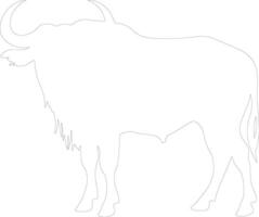 wildebeest  outline silhouette vector