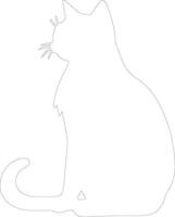 Cymric Cat  outline silhouette vector