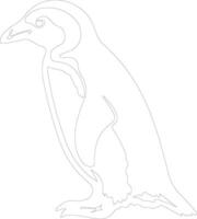 africano pingüino contorno silueta vector