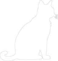 Khao Manee Cat  outline silhouette vector