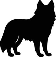 finlandés perro de Pomerania negro silueta vector