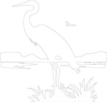 great egret  outline silhouette vector