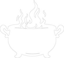 Black cauldron  outline silhouette vector