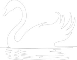 cisne contorno silueta vector