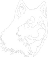 Alaskan Malamute  outline silhouette vector