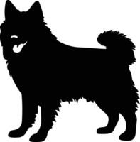 finlandés perro de Pomerania negro silueta vector