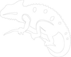 chameleon outline silhouette vector