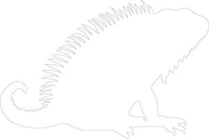 green iguana outline silhouette vector