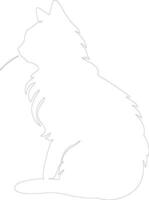 American Curl Cat  outline silhouette vector