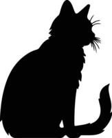 American Wirehair Cat  black silhouette vector