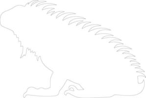 green iguana  outline silhouette vector