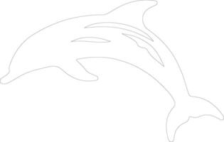 white-spotted dolphin  outline silhouette vector