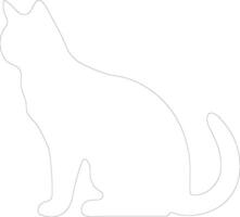 Japanese Bobtail Cat  outline silhouette vector