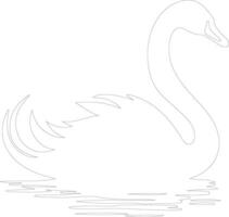 negro cisne contorno silueta vector