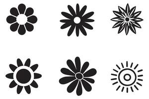 Retro Flowers silhouette Set Vector