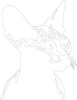 Donskoy Don Sphynx Cat  outline silhouette vector