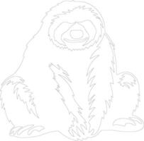 three-toed sloth outline silhouette vector