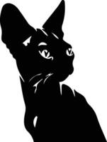 Devon Rex Cat silhouette portrait vector