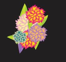 A group of colorful flowers with black background vector