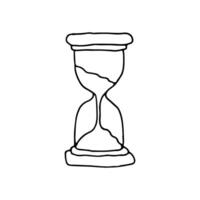 Hourglass. A device for counting time intervals. Doodle. Vector illustration. Hand drawn. Outline.