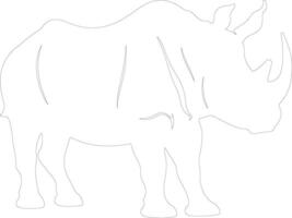 woolly rhinoceros  outline silhouette vector