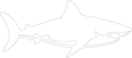 great white shark  outline silhouette vector