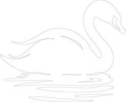 cisne contorno silueta vector