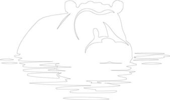 hipopótamo contorno silueta vector