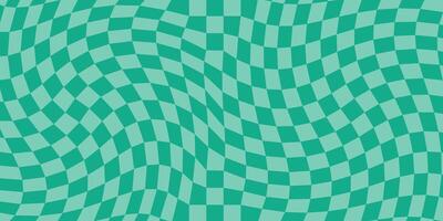 Vintage Aesthetic Backgrounds with Groovy Checkered Pattern and Psychedelic Checkerboard Textures in Turquoise color palette. vector