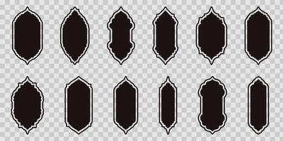 Flat Style Vector Design Showcasing Islamic Shape Window Frames in Retro Boho Colors. Ideal for Creating a Distinct Visual Identity. Silhouette with line offset