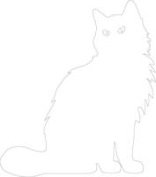 Kurilian Bobtail Cat  outline silhouette vector