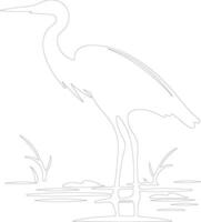 great egret  outline silhouette vector