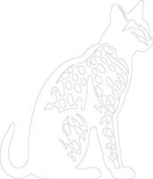 Savannah Cat outline silhouette vector