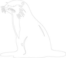 otter sea  outline silhouette vector