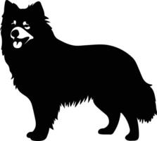 finlandés perro lapphund negro silueta vector