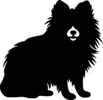 americano esquimal perro negro silueta vector