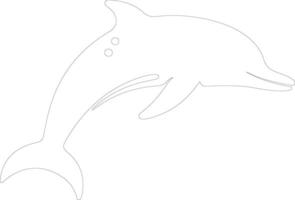 white-spotted dolphin  outline silhouette vector