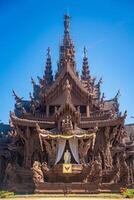 Sanctuary of Truth wooden temple in Pattaya Thailand is a gigantic wood construction located at the cape of Naklua Pattaya City. Sanctuary of Truth temple. photo