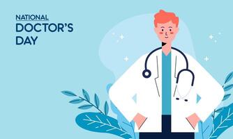 Happy National Doctor's Day Hand Drawn Flat Design Illustration. Thank You Doctors and Nurses vector