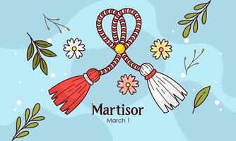 mano dibujado ilustración de primavera símbolos martisor vector