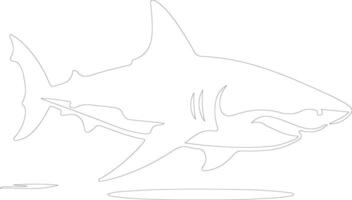 great white shark  outline silhouette vector