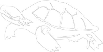 painted turtle  outline silhouette vector