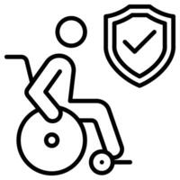 invalidez seguro icono línea vector ilustración